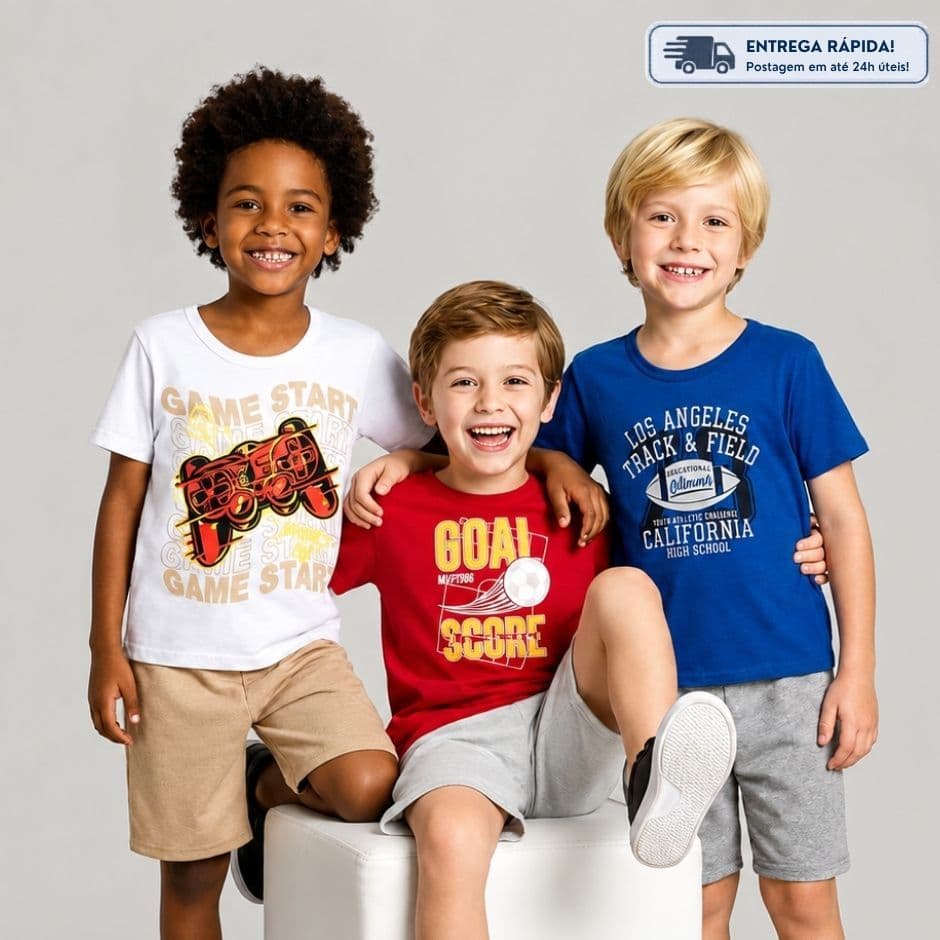 Kits Conjuntos Infantil Menino 01 ao 14 Anos Conjuntos Bebê Menino Kit Roupas Sortidas Dia a Dia