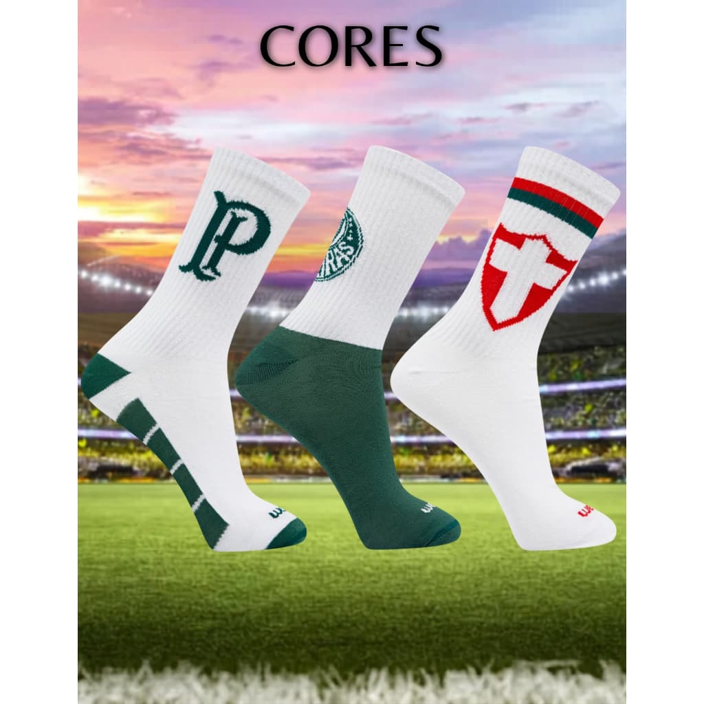 Meia Masculina Estampada Palmeiras Esportiva Cano Médio Rikam