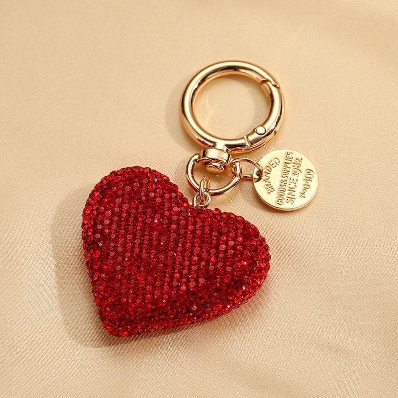 Chaveiro Coração de Strass - Vermelho - Pingente Brilhante para Bolsa e Chaves