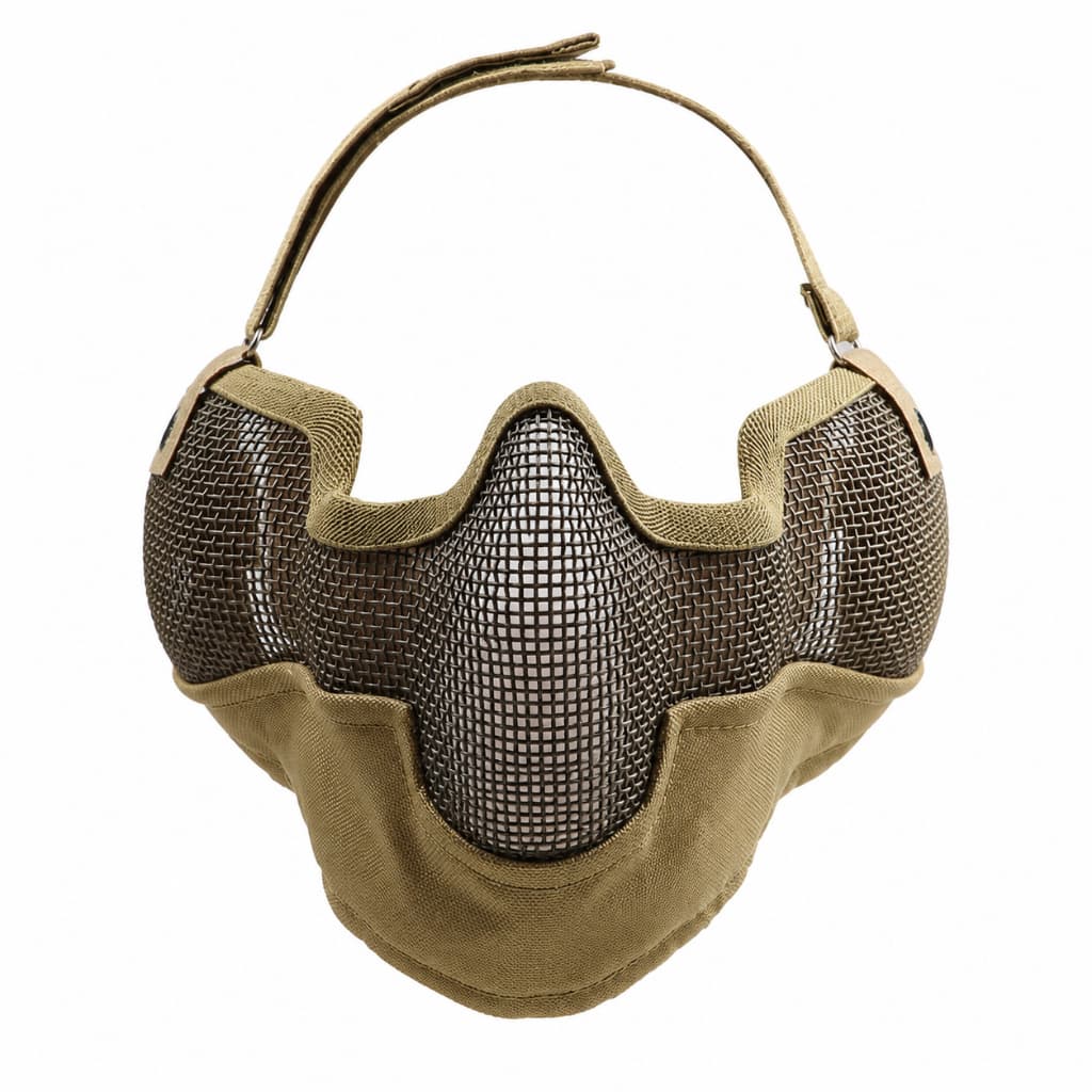 Máscara Meia Face Tag Tela Metálica Airsoft Proteção Facial Bege