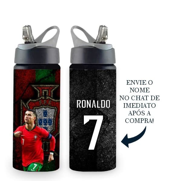 Garrafa Cristiano Ronaldo Portugal 600ml – Personalizada com Nome