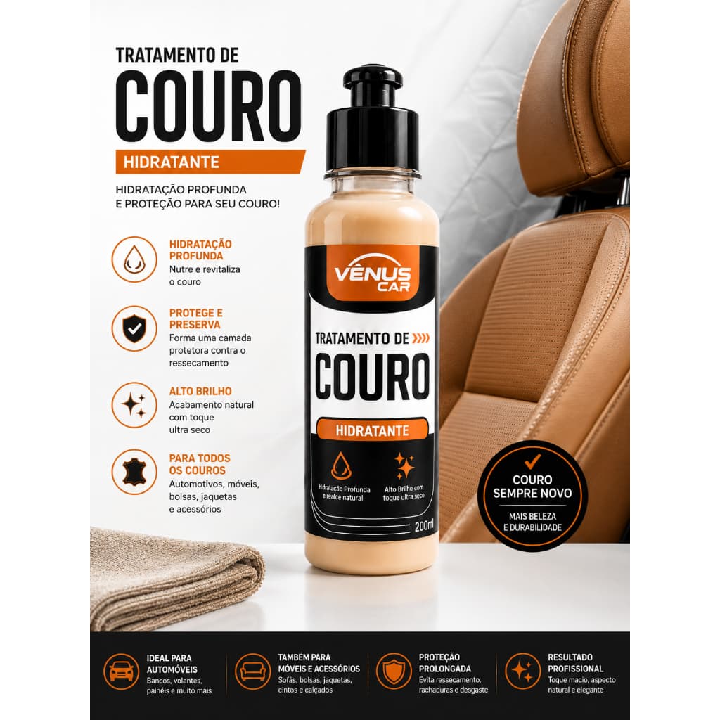 Hidratante de couro revitalizador de couro Tratamento e Proteção  De Couro Vênus Car Restaura Protege Da Brilho restaura