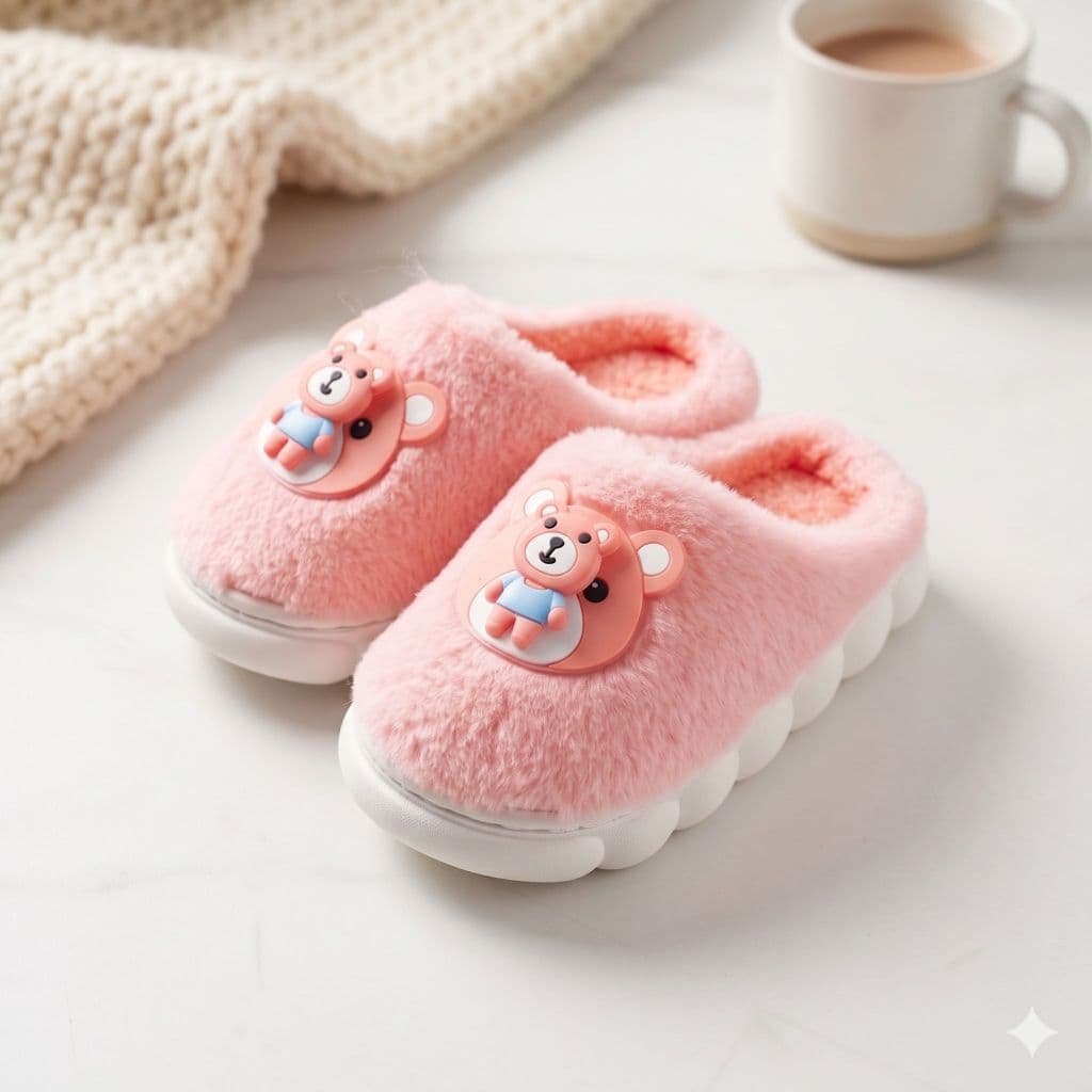 Pantufa Infantil Menino Menina Pantufa de Pelúcia Chinelo de Inverno Infantil Solado Antiderrapante