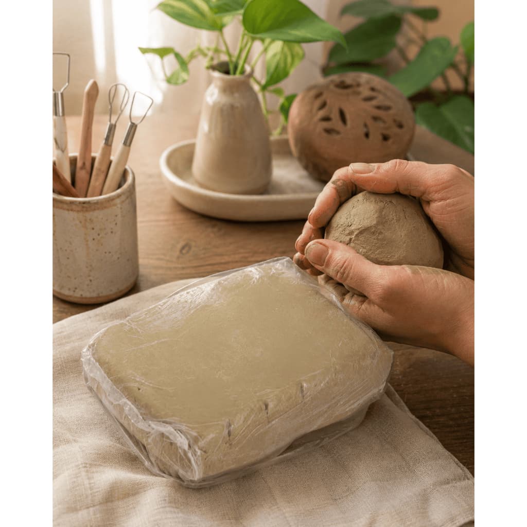Argila de Modelar Escura 900g Escultura Cerâmica Artesanato Modelagem Vasos Arranjos Massa Decoração
