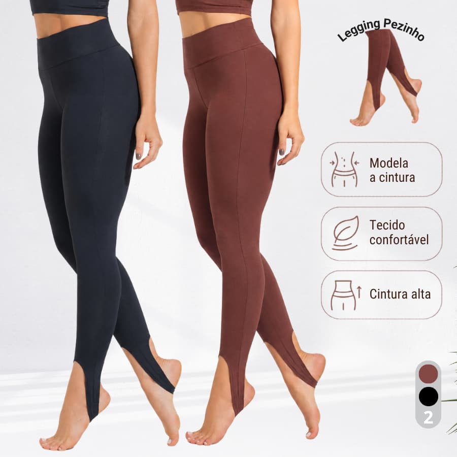 Calça Legging Feminina Leg Skinny de Pezinho Cintura Alta Suplex Zero Transparencia