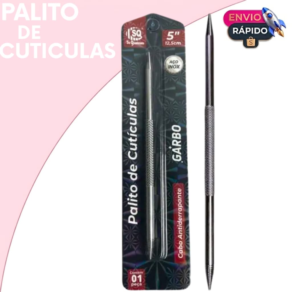 Palito De Cutícula Profissional Aço Inox Esterilizável Antiderrapante Manicure Nail Designer Unhas