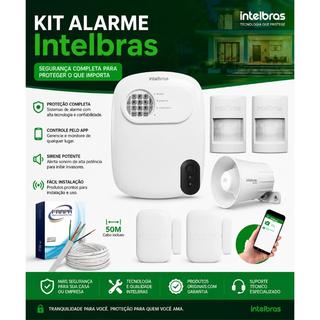 Kit de Alarme intelbras Central ANM 24 Net com acesso Remoto por Celular App AMT Mobile intelbras