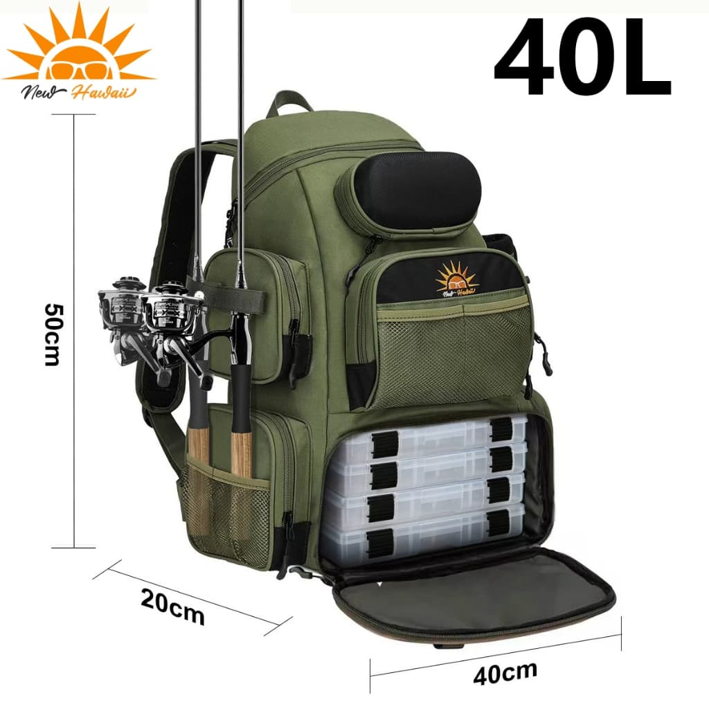 Mochila de Pesca e Camping 40L à Prova d'Água para Trilhas e Atividades ao Ar Livre NEW HAWAII
