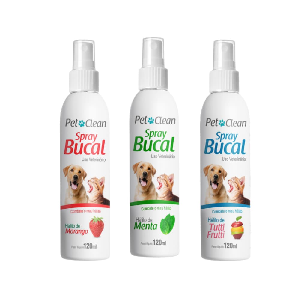 Spray Bucal Contra Mau Hálito para Cães e Gatos Fresco Pet Clean 120ml