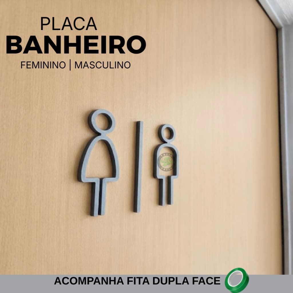 Placa Banheiro Lavabo Sanitário Unissex Masculino Feminino WC Autocolante