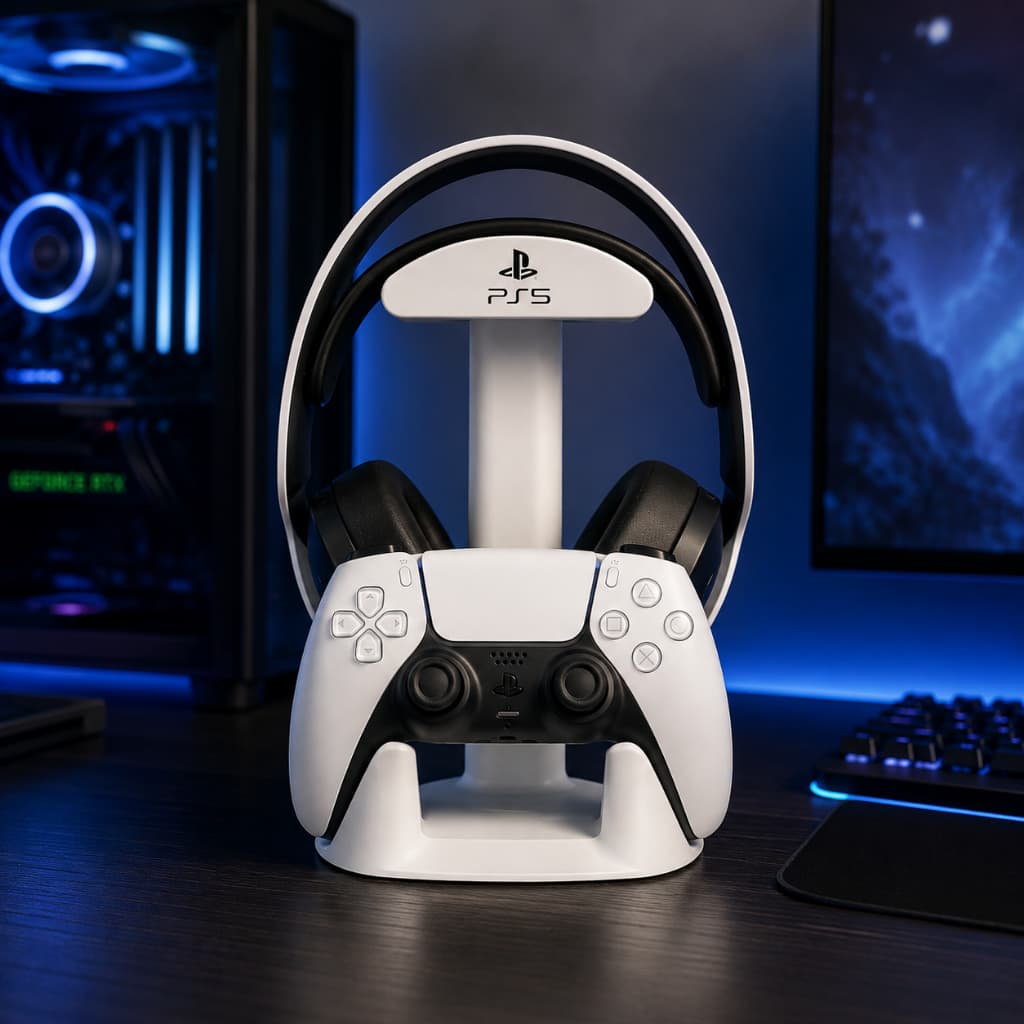 Porta Controle Suporte Gamer Para Controle Video Game PS5 PS4 Fone Headset