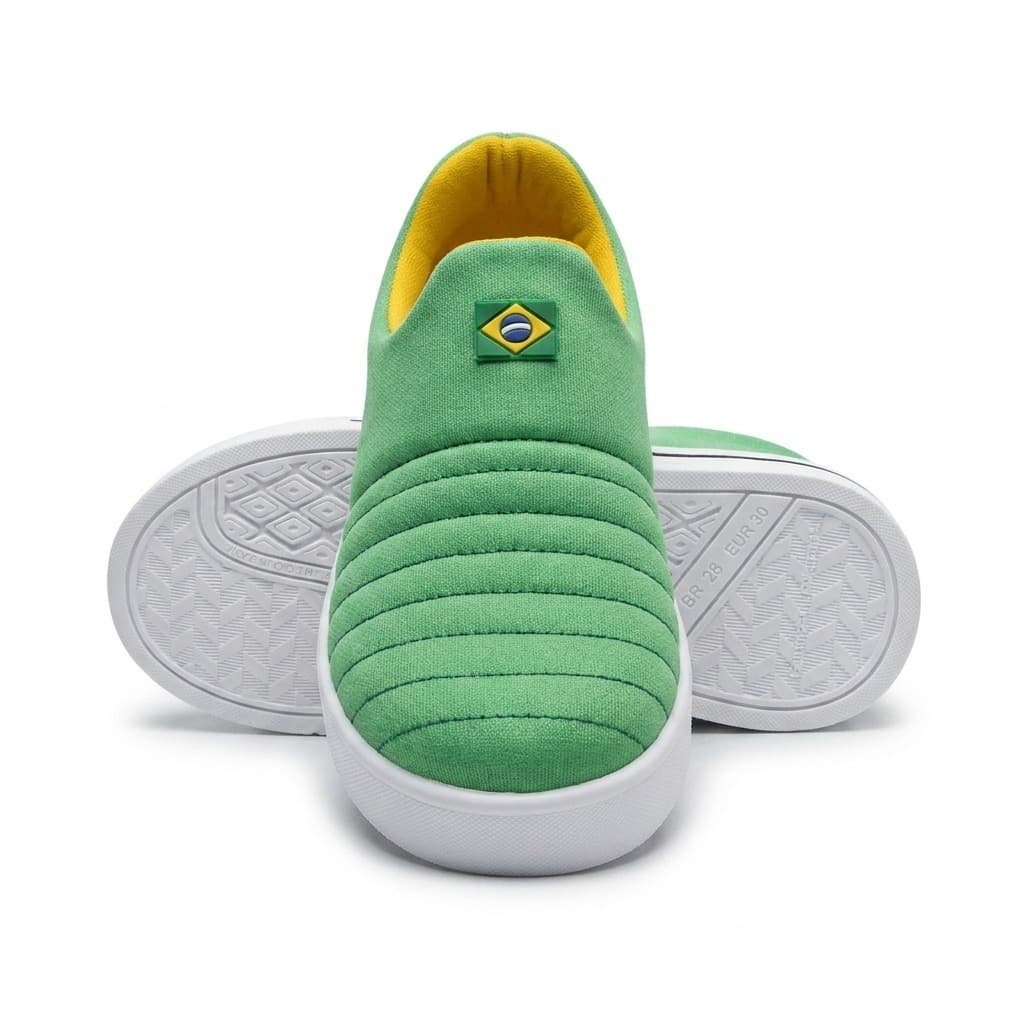 Tênis Infantil Menino Copa Brasil Fleca Calce Fácil Leve Slip On Confortavel