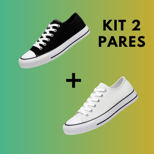 Kit 2 Pares Tênis Masculino Feminino Tradicional Casual