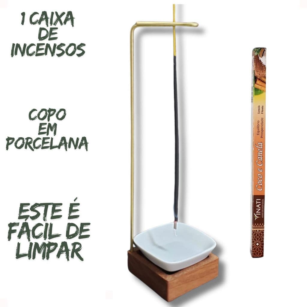 Incensário Copo Porcelana 3cx Incenso Surpresa Suporte Incenso Vertical Queimador Invertido Quadrado