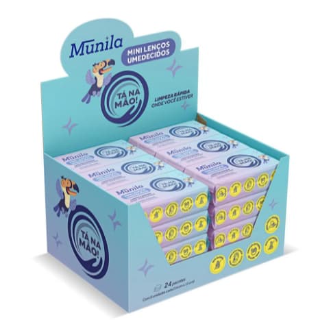 Munila Mini Lenço Umedecido Ta na Mão Display com 24