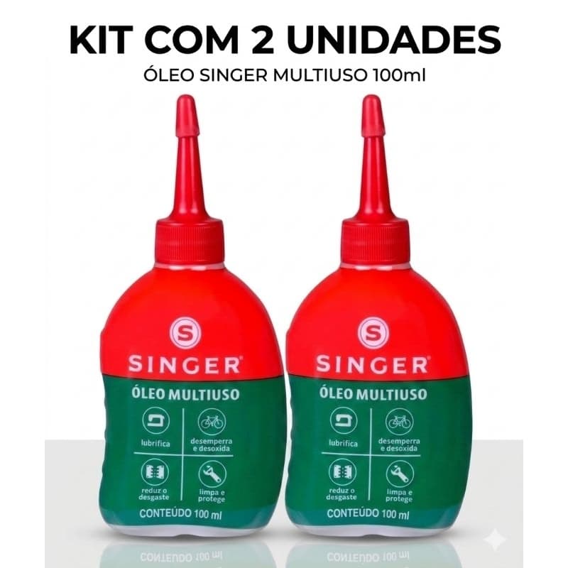 ​Óleo singer Lubrificante Multiuso 100 ml Kit 1, 2 e 4  Unidades Para Bike, Máquina de Costura, Corrente e Dobradiça