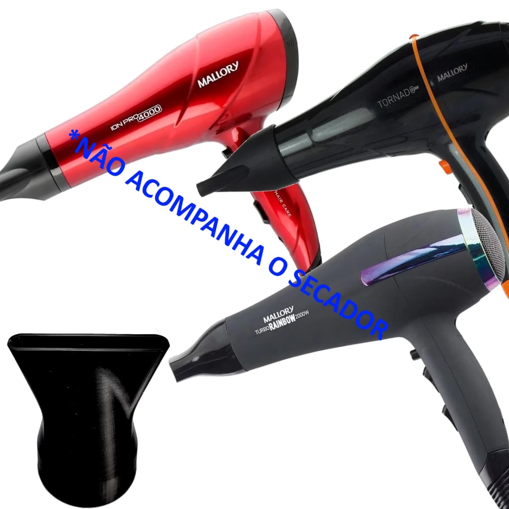Não acompanha secador - Bico Direcionador Concentrador De Ar Para Secador De Cabelos Mallory Todos Modelos Ion Pro 4000