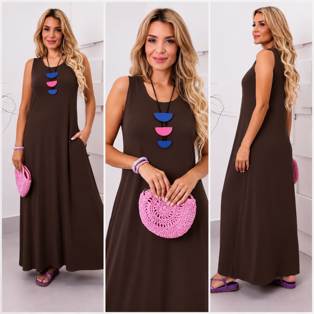 Vestido Longo com bolso Verão e Inverno Elegância, Conforto e Versatilidade 506