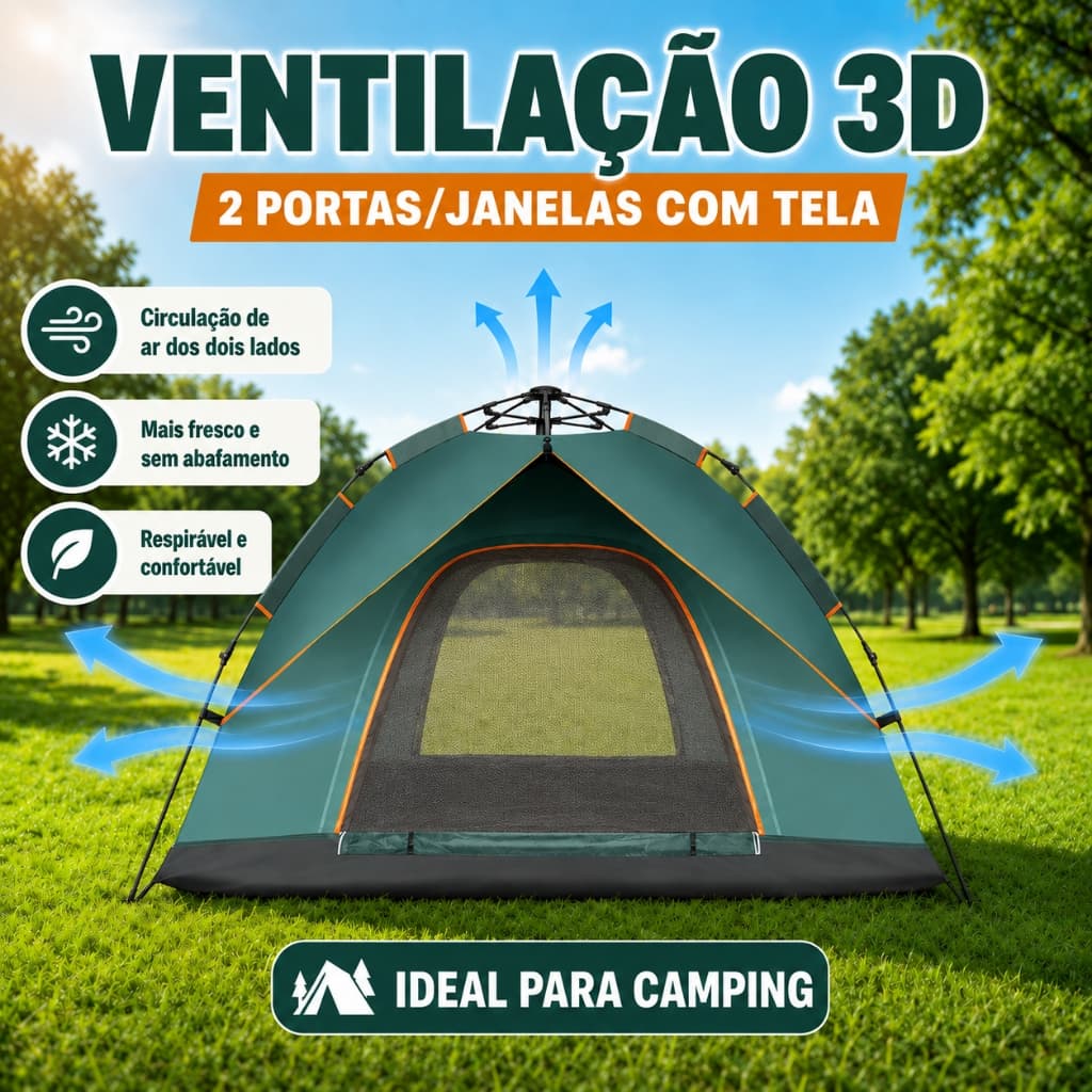 barraca de acampamento Automática 4 Pessoas - Tenda Portátil Para Acampamento Fácil Instalação