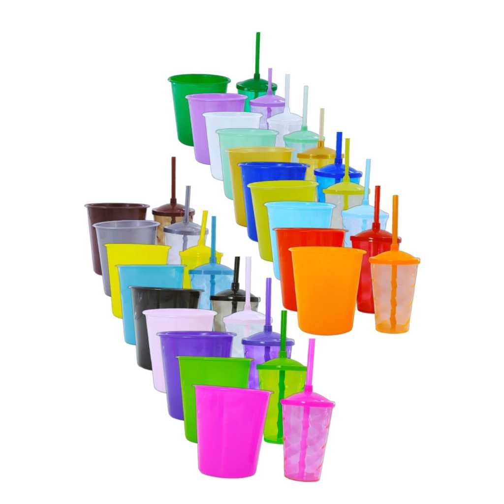 02 Kits Cineminha Balde 1 Litro +copo Twister 400ml Translúcido Art Milly