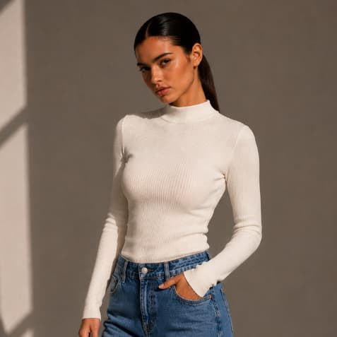 Blusa Ribana Feminina Gola Alta Quentinha Casual Moda Inverno