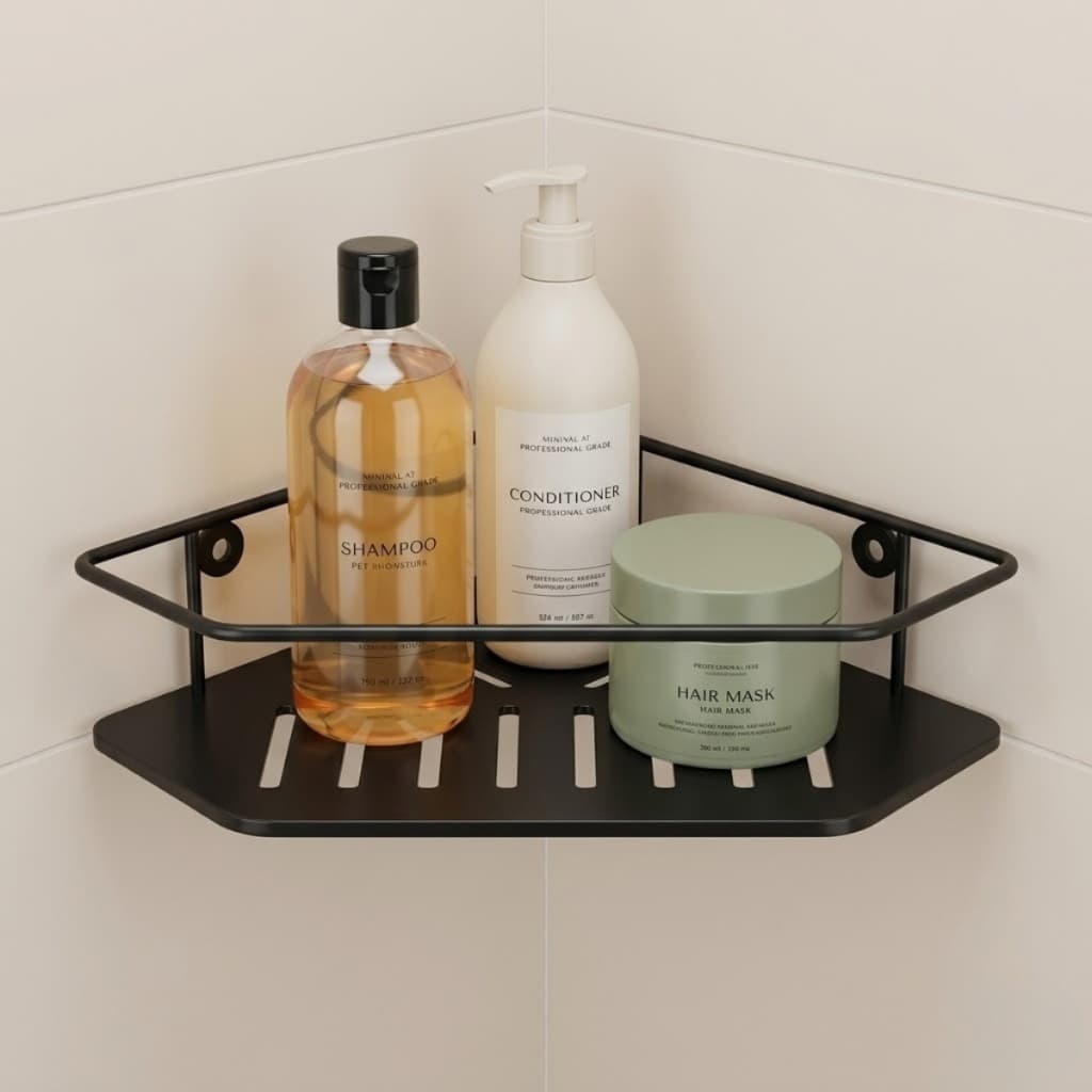 Suporte Porta Shampoo de Canto para Banheiro Box Parafusado Prateleira Parede Organizador Cantoneira