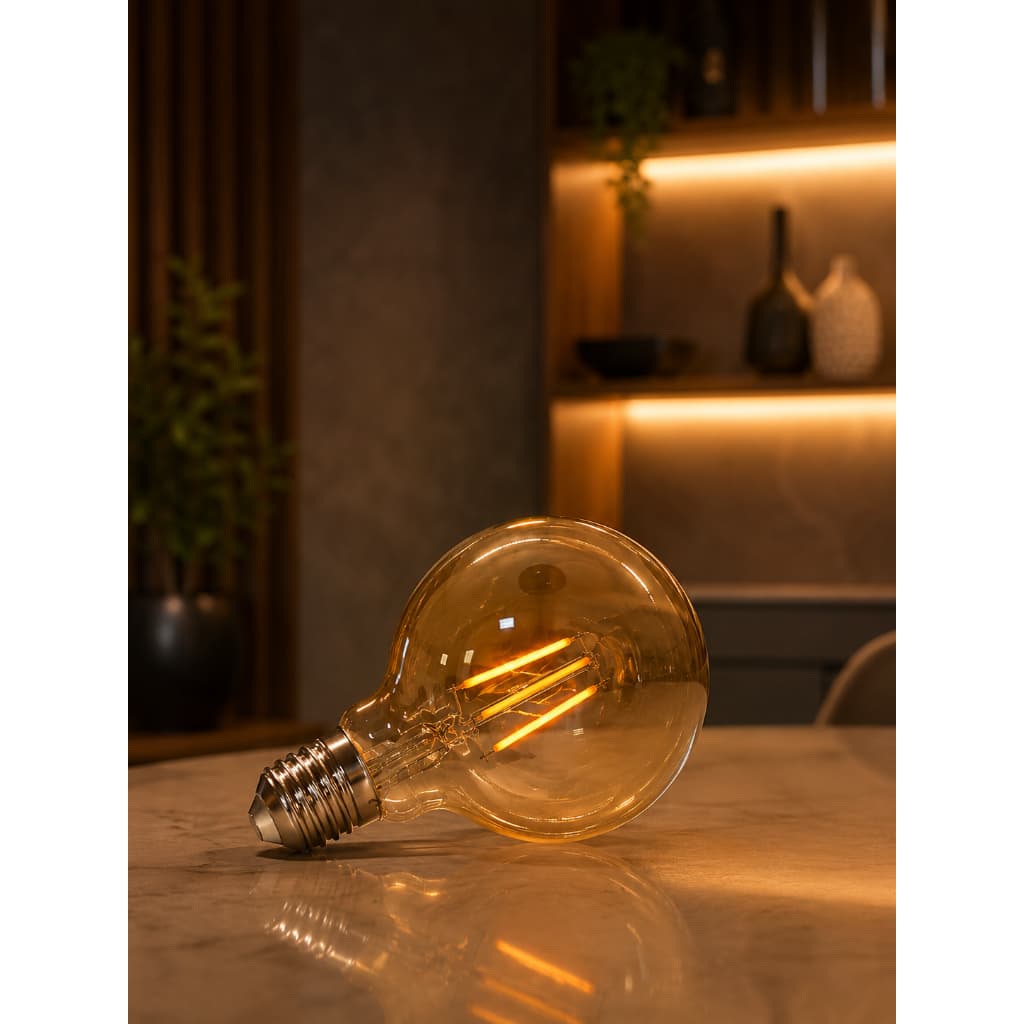 Lampada Led Para Cozinha Gourmet Filamento Vintage G80 Ambar 100-240v Branco-quente