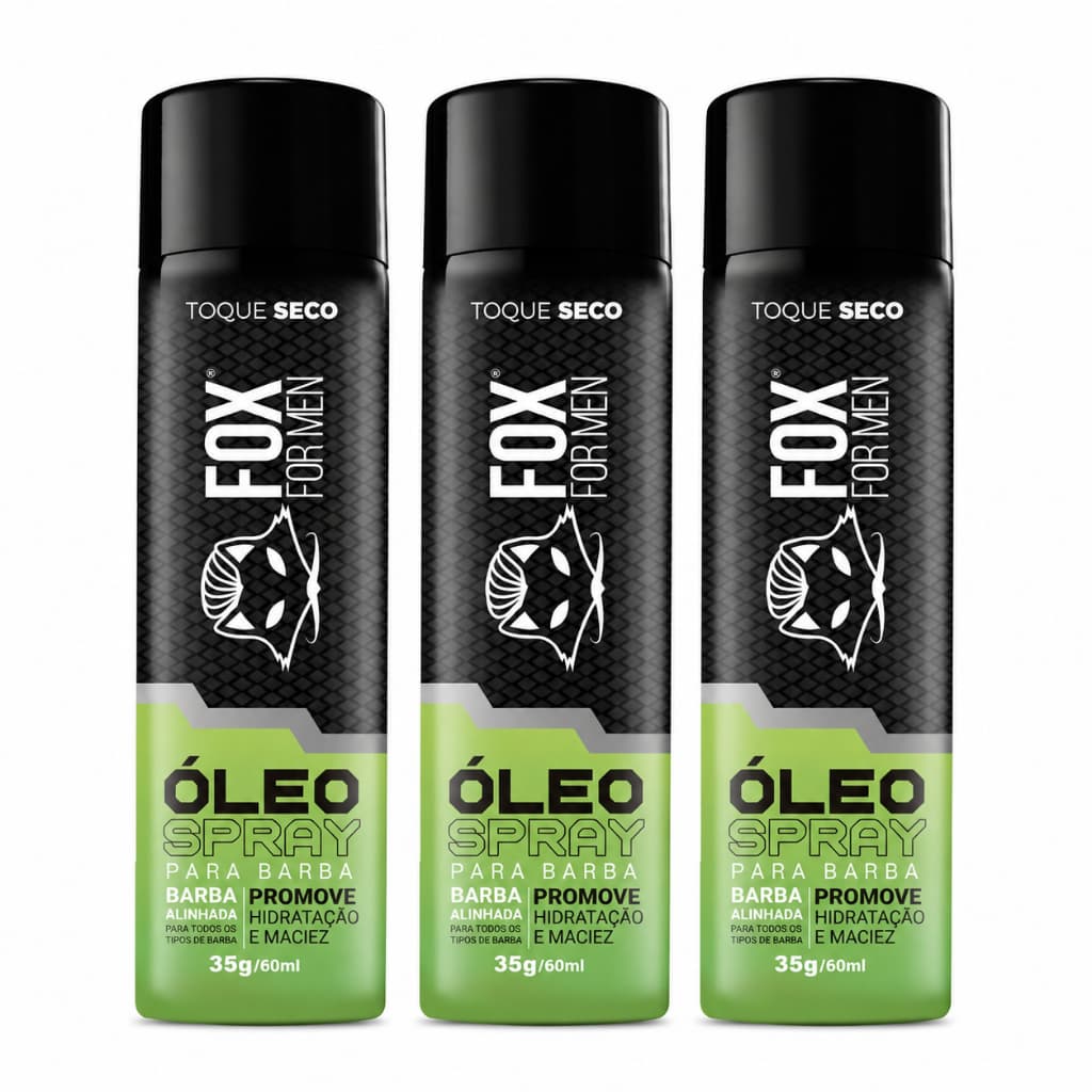 Kit Óleo Hidratante Barba Spray Fox For Men 3 Unidades Rotina Rápida Para Barba Macia e Alinhada