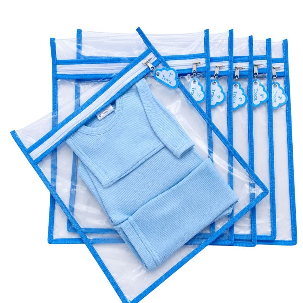 6 Saquinho Maternidade Organizador Viagem Mala Bebê 27x33 + TAG de identificação de troca