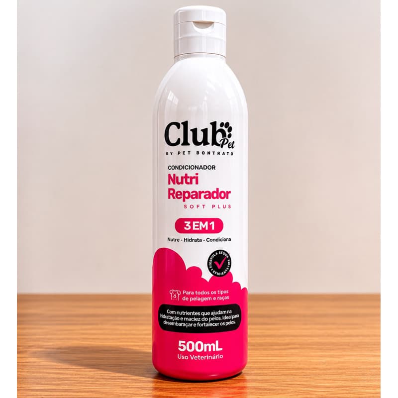 Condicionador Pet Club Pet Nutri Reparador 3 Em 1 - 500ml Hidrata Nutre Desembaraça Pelos Cães e Gatos