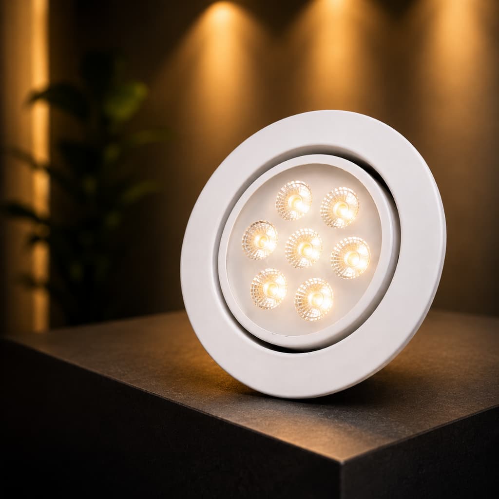 kit 6 Spot De Led 7w Redondo Embutir Teto Branco Quente Bivolt