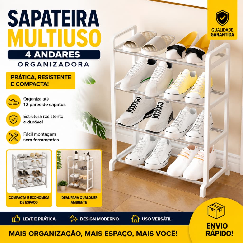 Sapateira Organizadora 4 Andares Porta Sapatos Prática Espaçosa Sortida