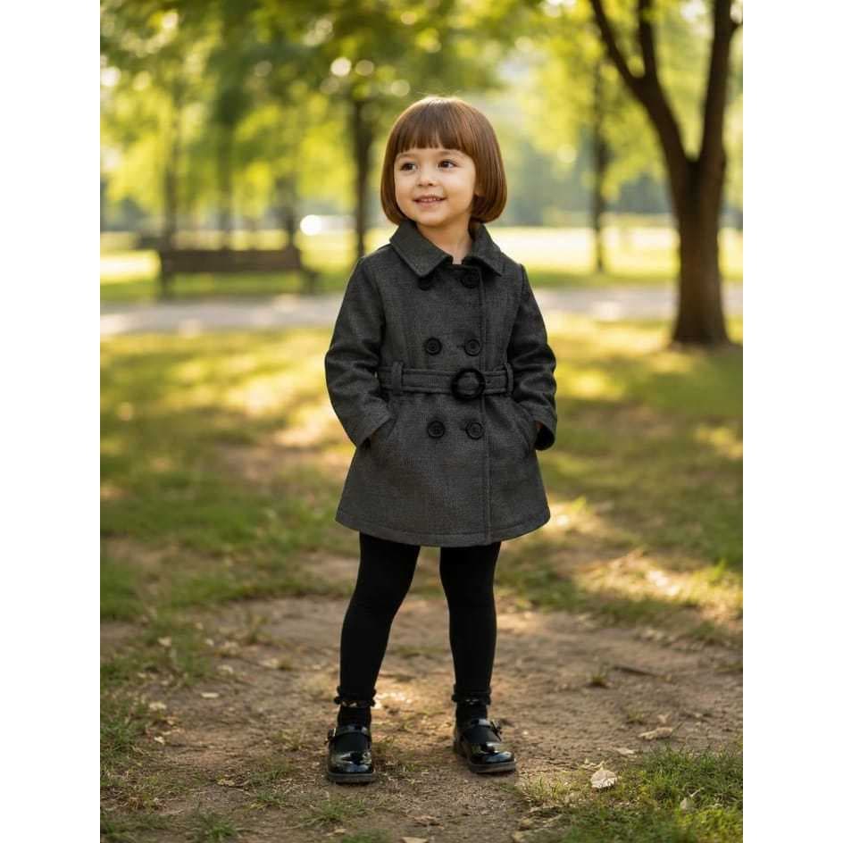 Casaco Trench Coat em Moletom e Calça Legging Tratorada Fashion para Meninas