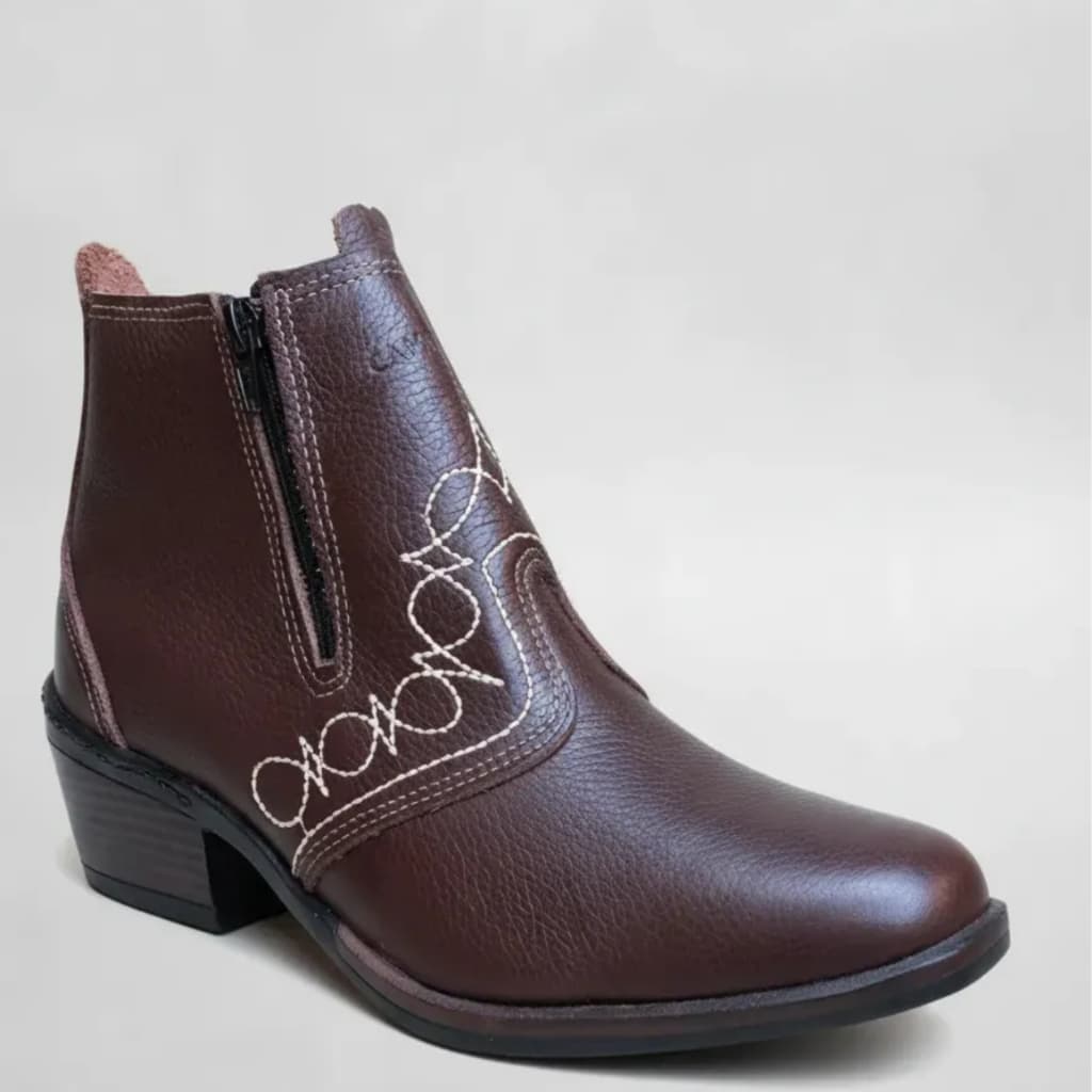 Bota Country Unissex Masculina Feminina Botina Agro Agronegocio Agronomia Produtor Rural Couro Legitimo 3536