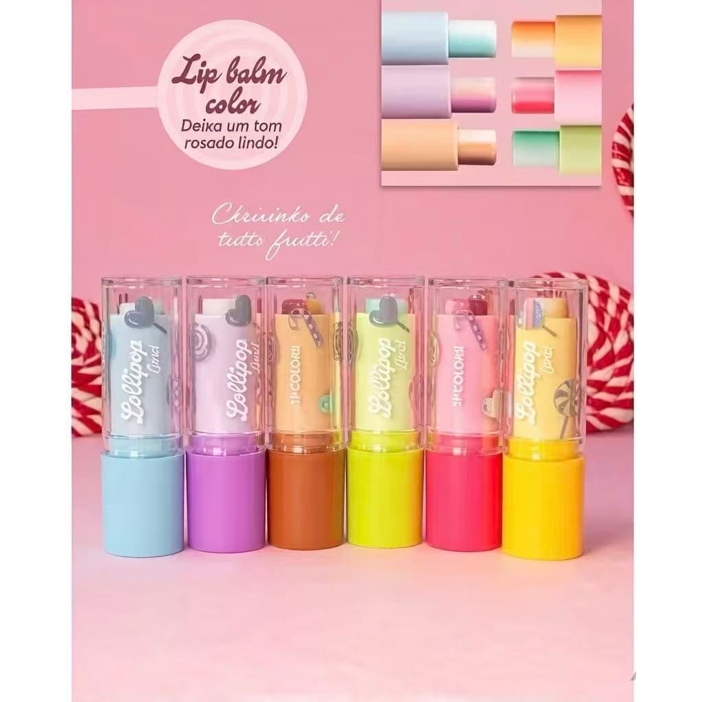 kit 6 pcs Lip balm labial hidratante color sabor de doce SP Colors