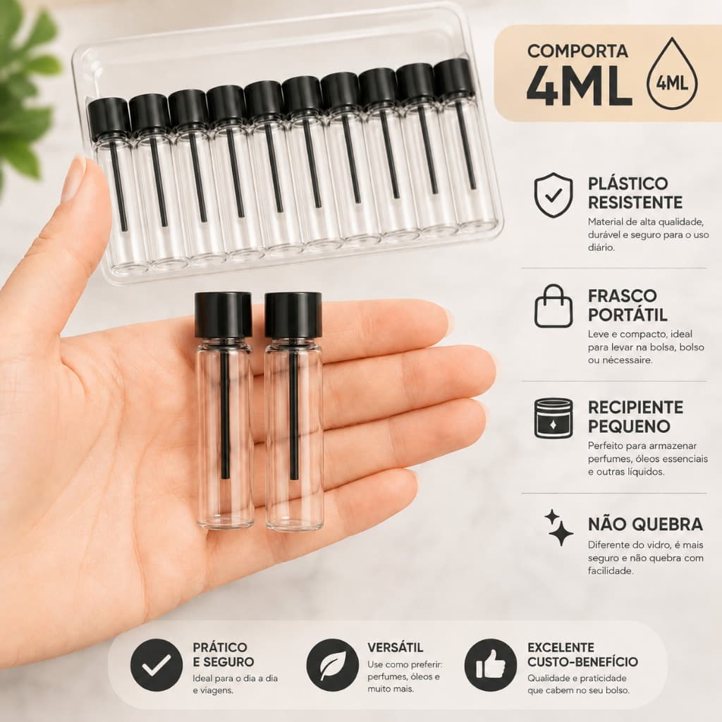 Kit 30 Frascos 4ml Flaconetes Vazio Perfume Amostra Provador Demonstrador Recipiente Pet Fragrância