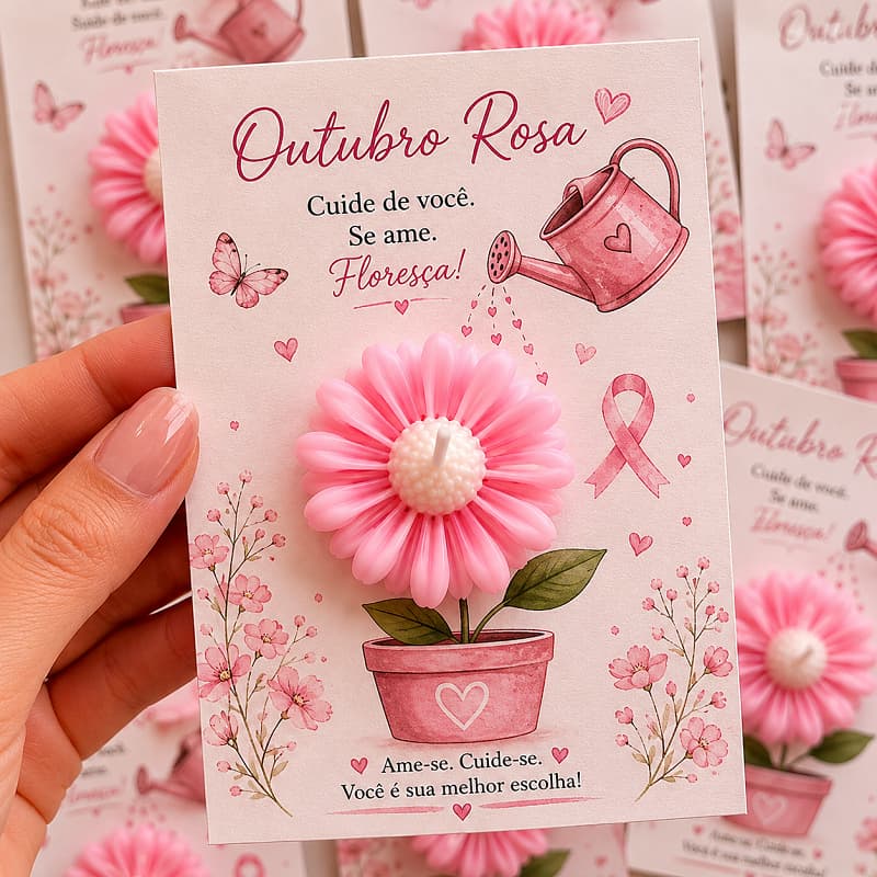 Kit Lembrancinha Eventos, Maternidade, Chá de Bebê, formatura - Vela Aromática Flor Margarida Personalizado