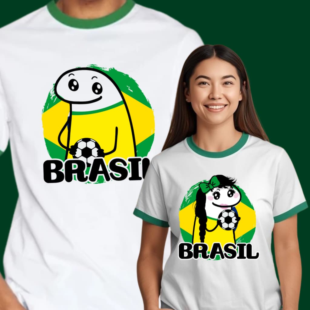 Camiseta Unissex Estampa Brasil Flork Copa Torcedor Estampa Exclusiva Verde