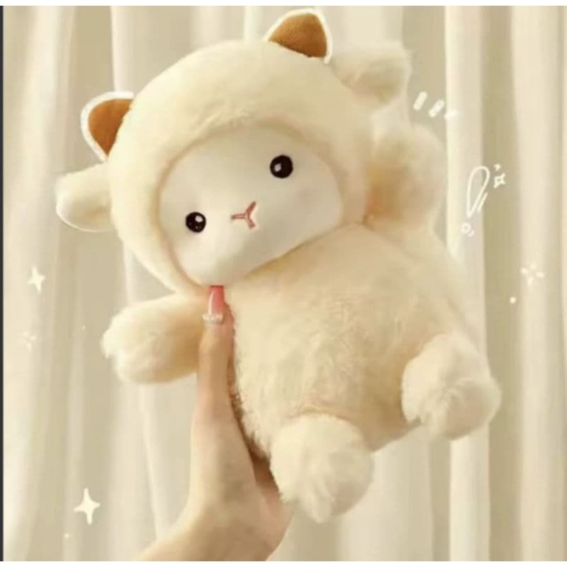 Ovelha de Pelúcia Kawaii Brinquedo Macio e fofinho 24cm com Rosto Fofo Ovelhinha Branca Cordeiro Cabra