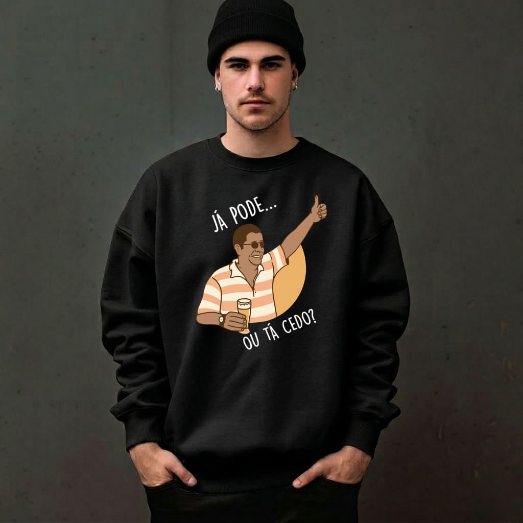 Moletom Blusa de Frio Gola Careca Estampa Zeca Pagodinho Samba Lançamento Macio e Confortável Costura Premium envio raoi
