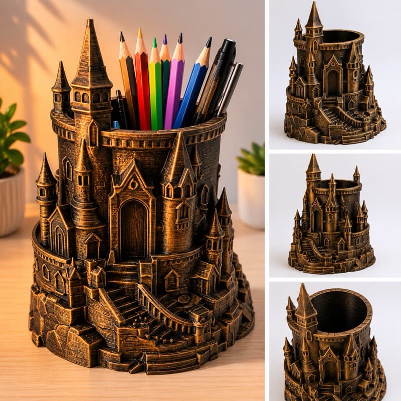Porta Caneta Pincel Lápis Castelo Hogwarts Harry Potter Decorativo | Organizador de Mesa | Impressão 3D