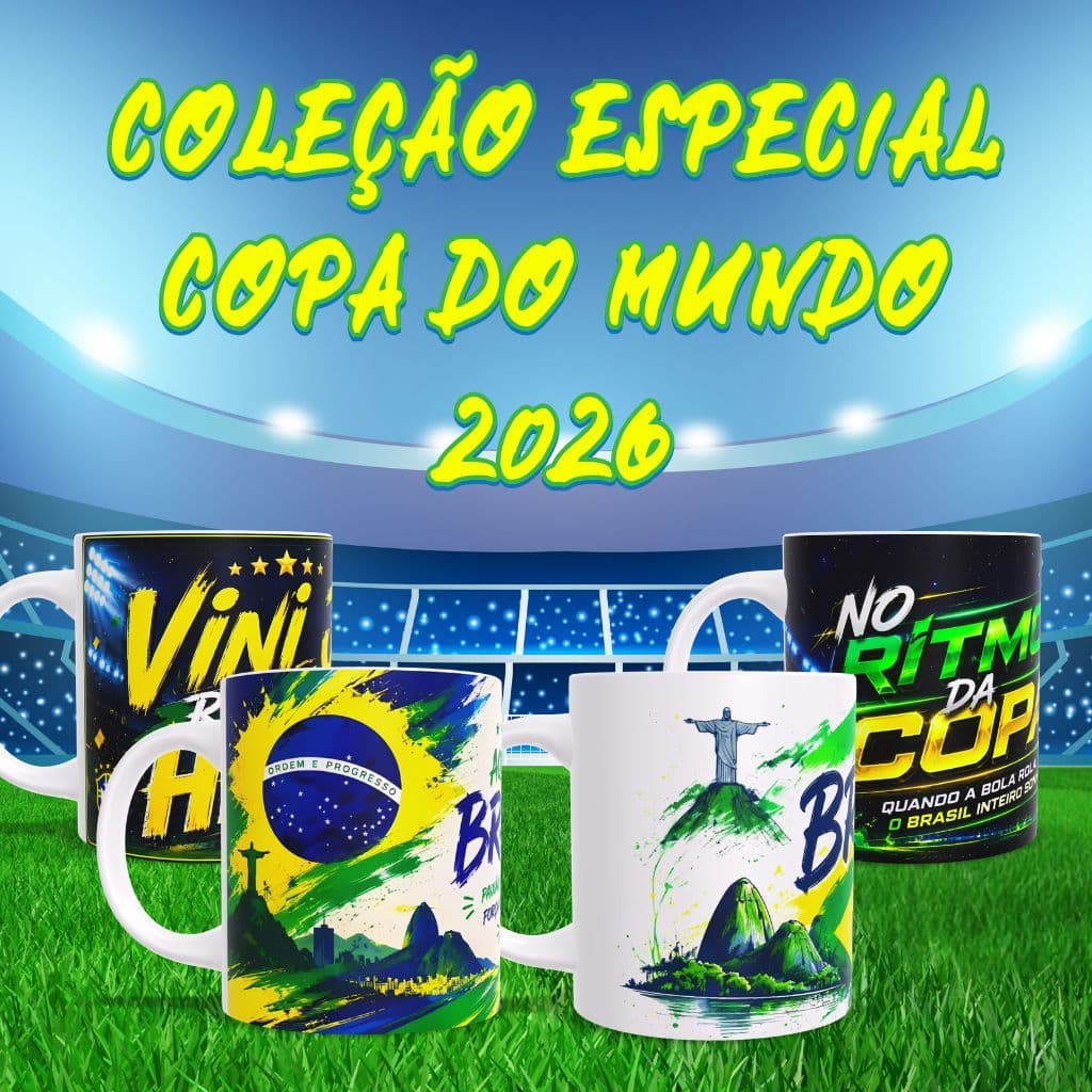 Caneca Copa do Mundo 2026 Brasil Personalizada Premium