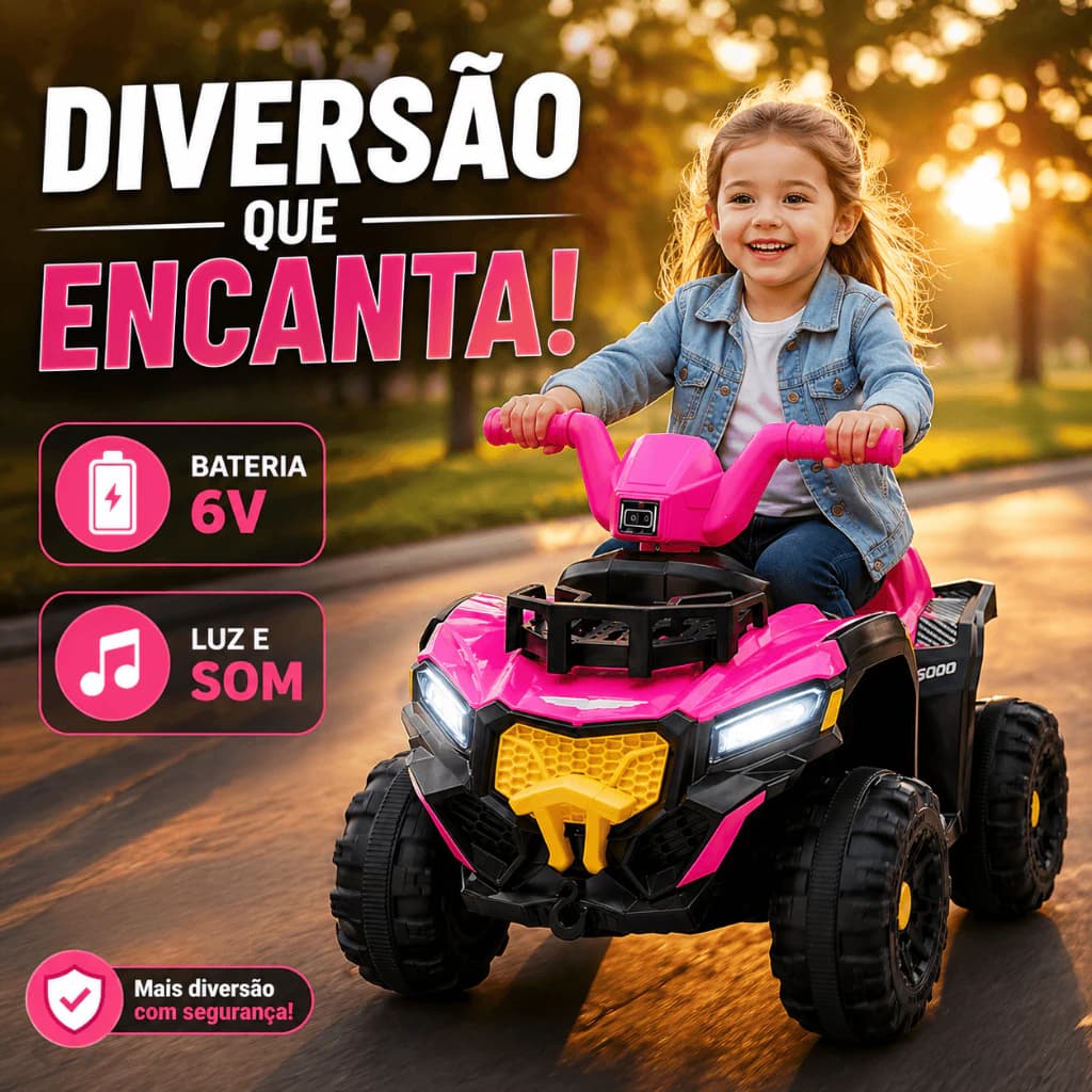 Quadriciclo Eletrico Brinquedo Infantil Rosa Veiculo Passeio 12v