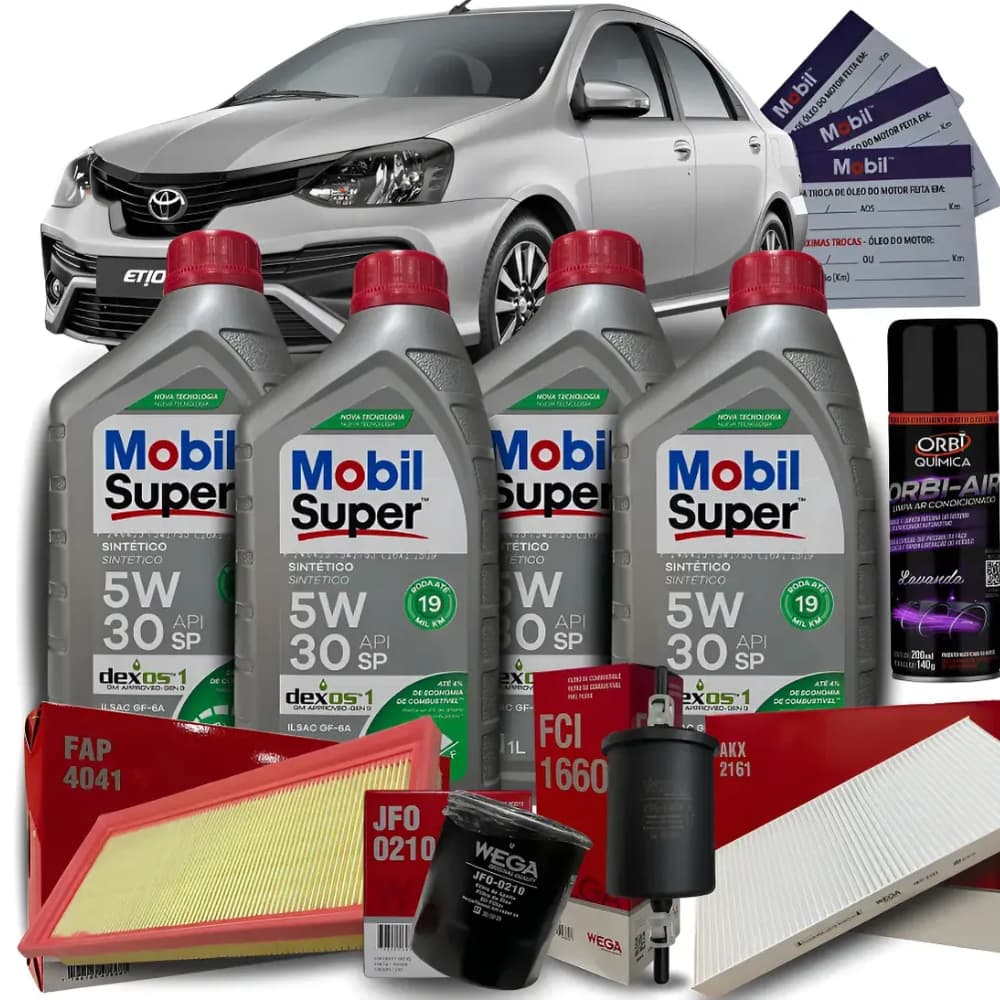 Kit Revisão TROCA DE Óleos E Filtros Etios Flex 1.3/1.5 16v 2016 2017 2018 2019 2020 2021 2022 2023 2024 2025