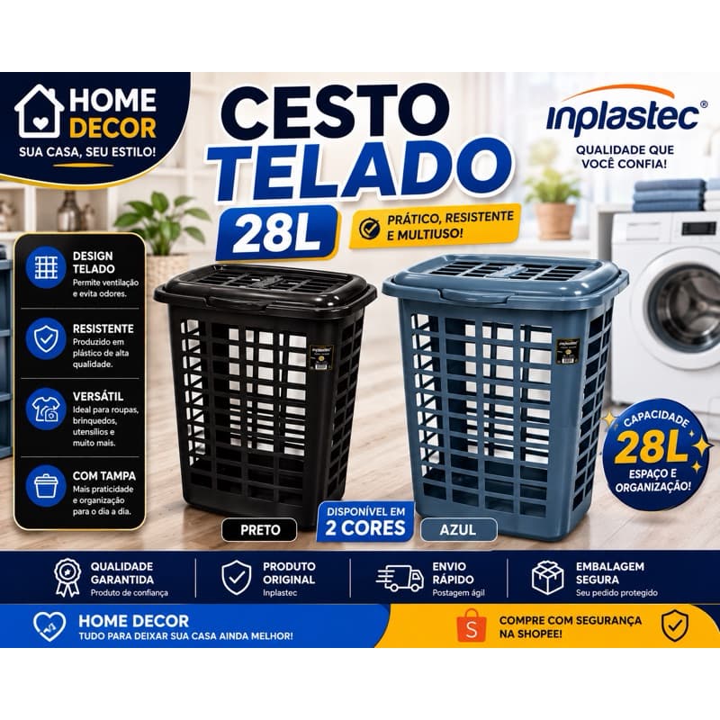Cesto Telado 28 Litros – Inplastec | Resistente e Versátil