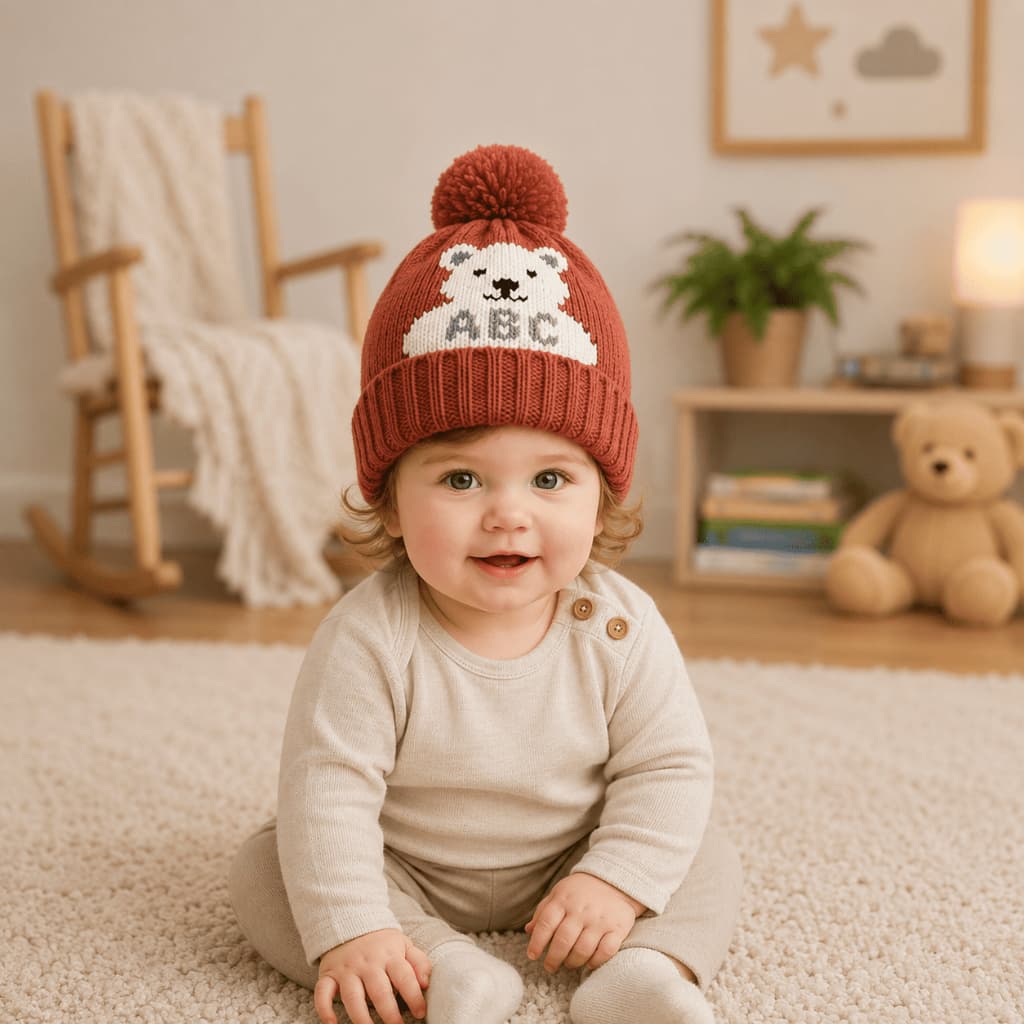 Touca Bebê Forrada Gorro Pompom Frio Intenso 0 A 12 Meses