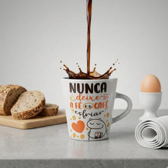 Kit Caneca Meme Café 120ml Porcelana Xicara Chá Presente Divertido Criativo Decoracao Cozinha Flork