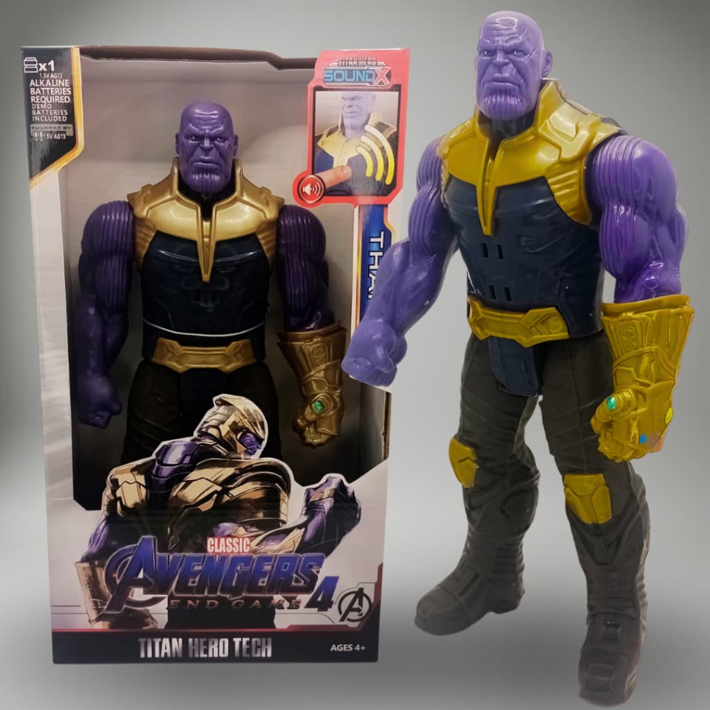 Boneco De Brinquedo Thanos 30cm Articulado Com Som Vingadores Resistente