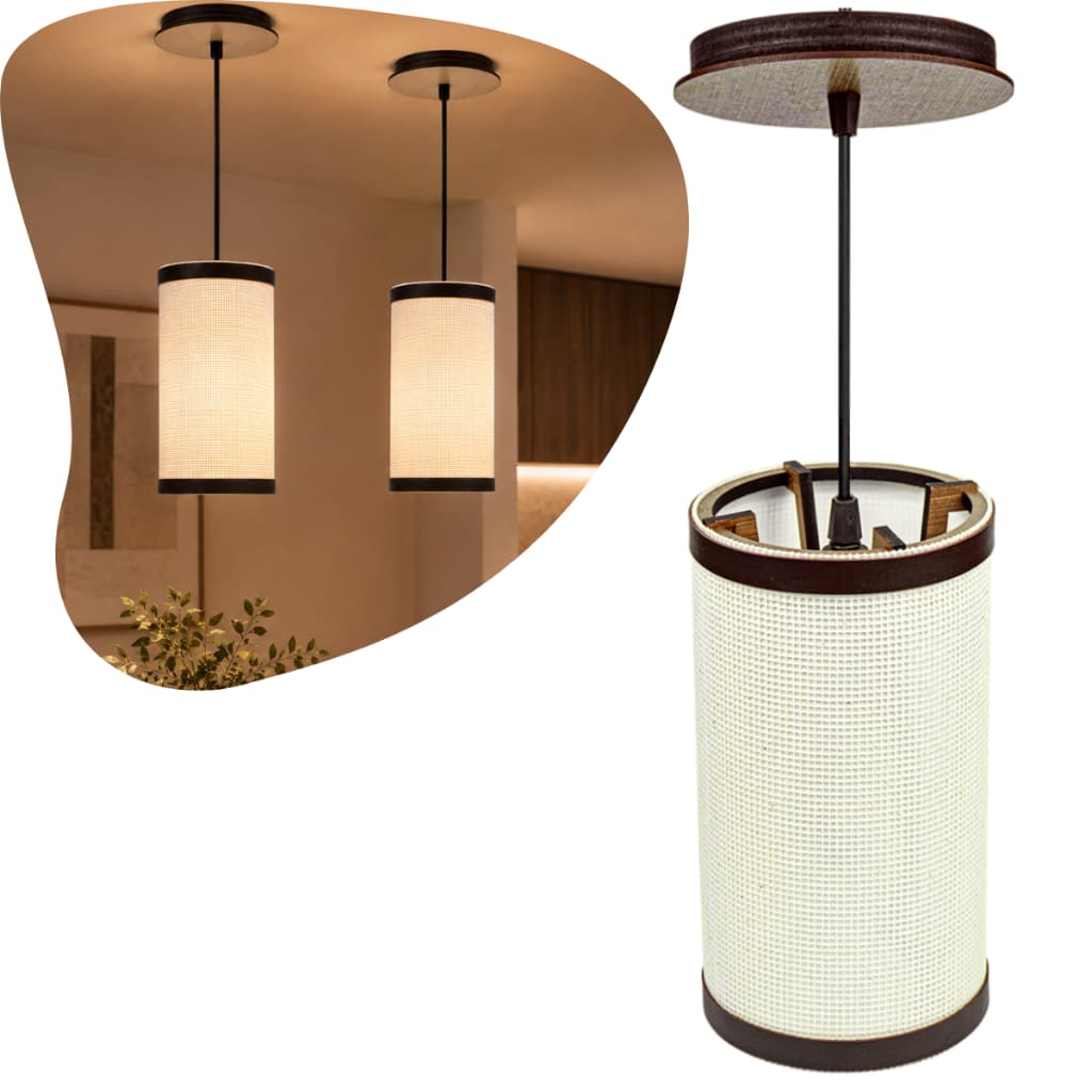 Kit 2 Pendente De Teto Bella 24x12 Cm Estilo Cúpula Moderna | Salas Quartos Área Gourmet Escritório - Modelo Mdf Bivolt