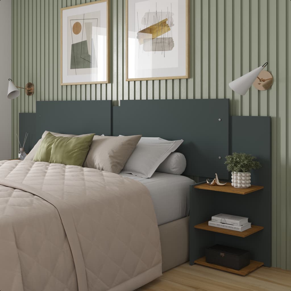 Painel Cama Box Quarto Regulável 3 Tamanhos com 2 Mesas de Cabeceiras  - JM Mais Móveis